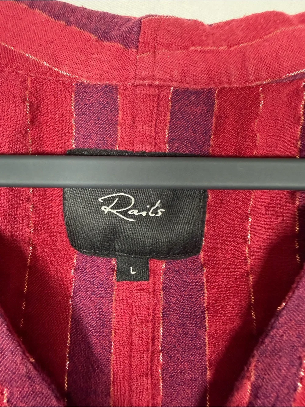 Rails Thea Rouge Stripe Red and Burgundy Button‎ Down Tie-Front Blouse